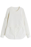 Addison Layered Wool Blend And Cotton Top - White