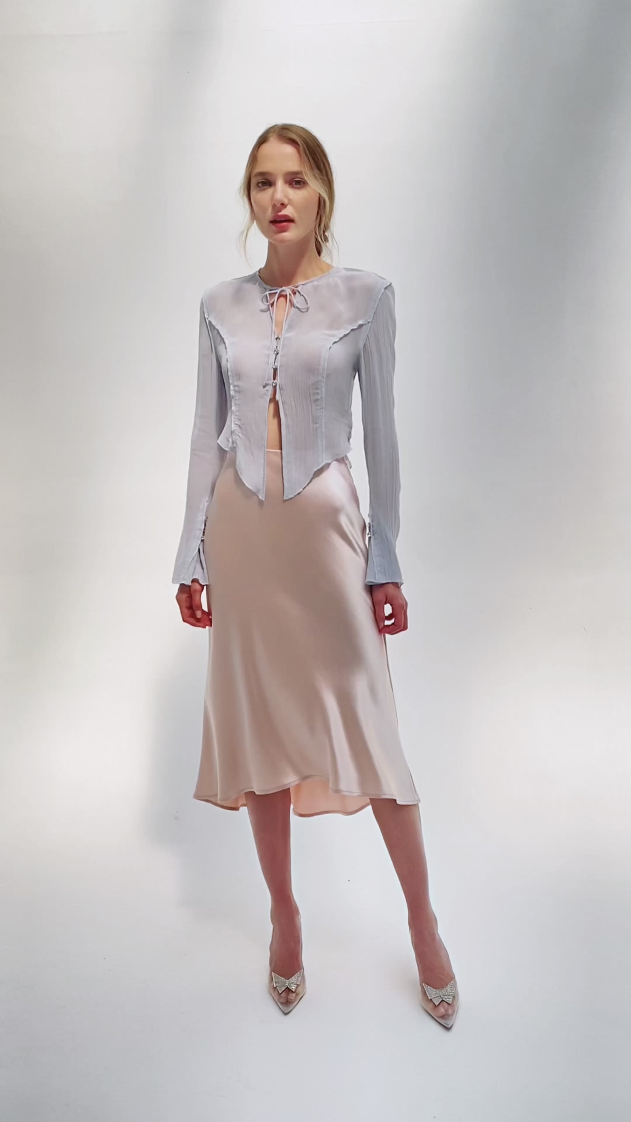 Mermaid Acetate Midi Skirt - Pink
