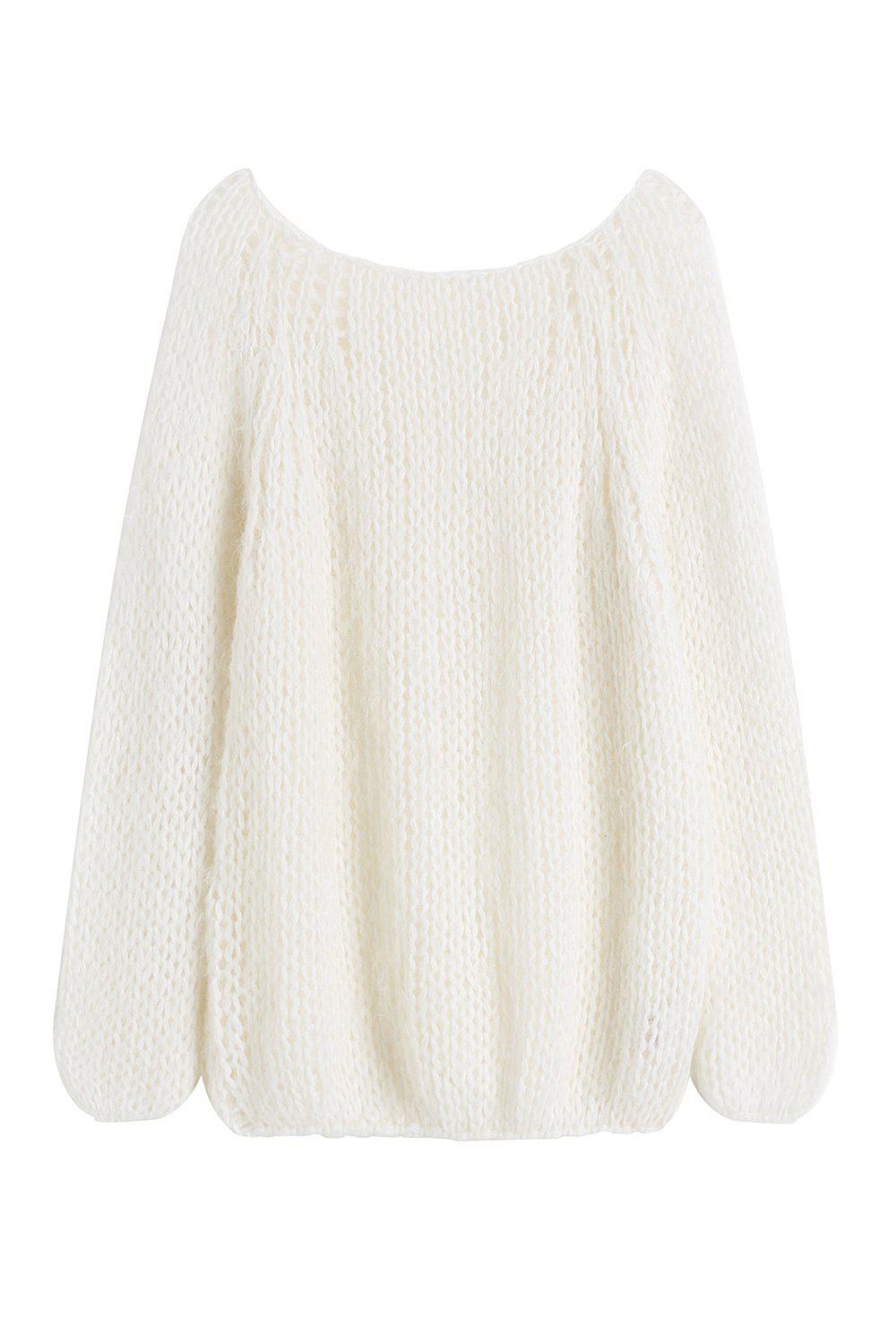 Stay Open Knit Mohair Sweater - White