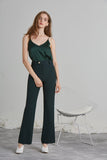 Nora Crepe Flared Pants - Green