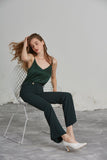 NORA CREPE FLARED PANTS - GREEN-PANTS-My Dearest
