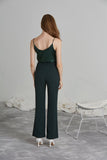 NORA CREPE FLARED PANTS - GREEN-PANTS-My Dearest