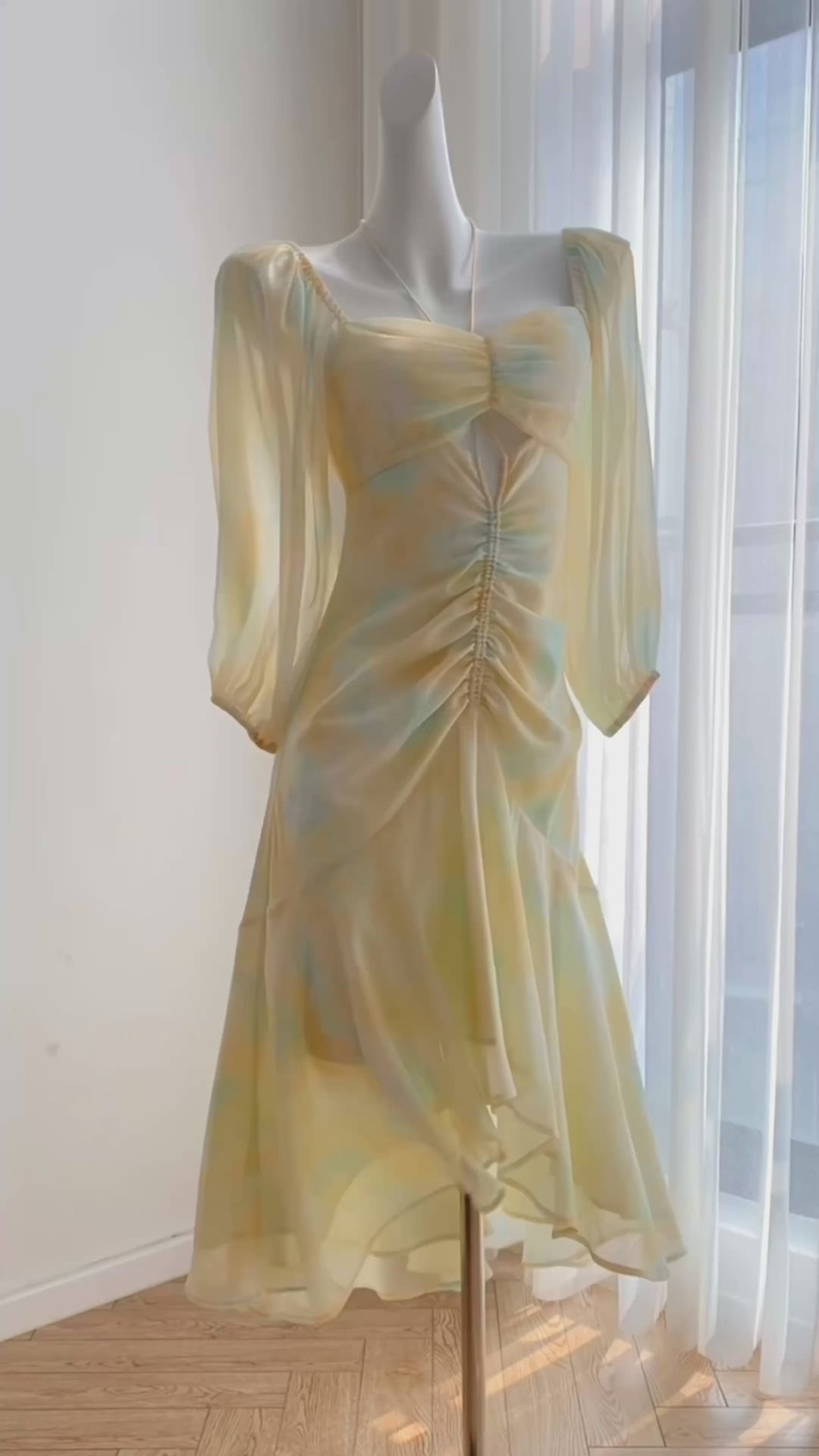 Eventide Ruched Chiffon Dress