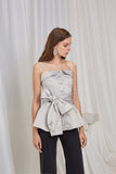 FIRST GLANCE BOW DETAILED SATIN TOP-TOPS-My Dearest
