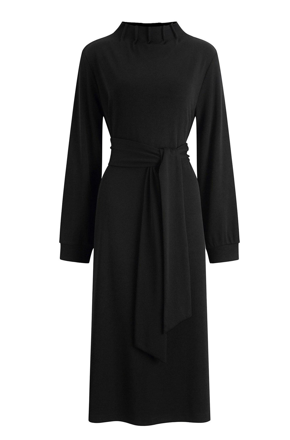NOBODY ELSE BELTED STRETCH KNIT DRESS - BLACK-DRESS-My Dearest
