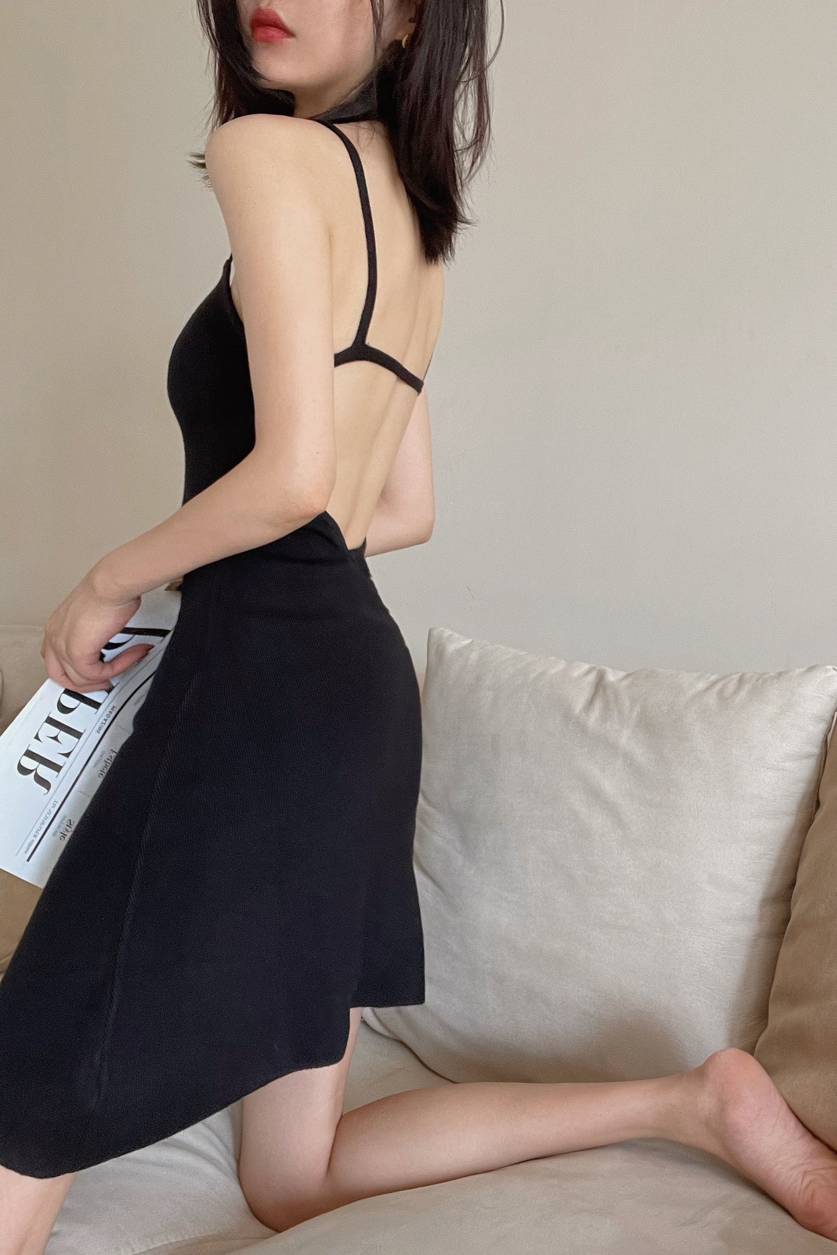 Sexy Back Stretch-Knit Mini Dress - Black