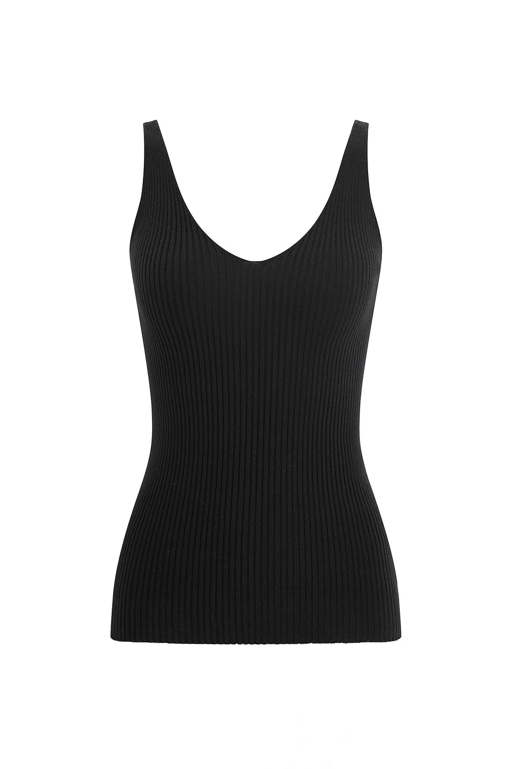 GIGI RIBBED KNIT TANK TOP - BLACK-TOPS-My Dearest