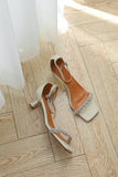 Crystal Leather Sandals-White