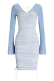 Aqua Ruched Mini Dress