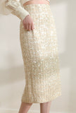Diamante Checked Tweed Midi Skirt