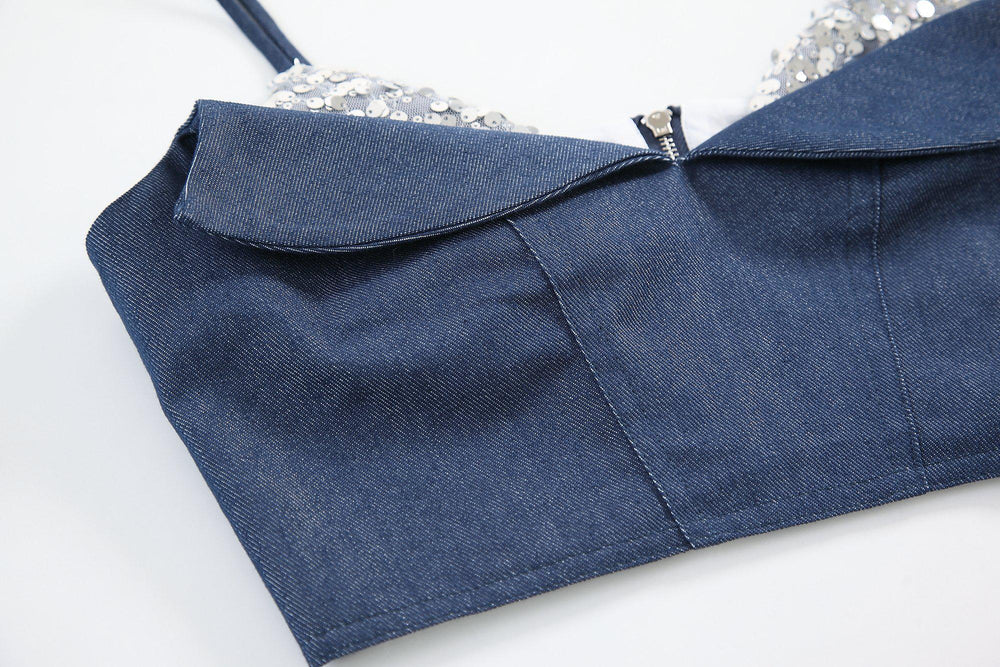 TOP OFF PAILLETTE-EMBELLISHED BUSTIER TOP-TOPS-My Dearest