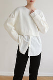 Addison Layered Wool Blend And Cotton Top - White