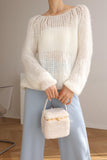 Stay Open Knit Mohair Sweater - White