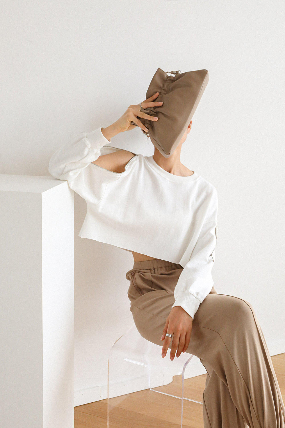 TESS GATHERED SHOULDER BAG - BROWN-ACCESSORIES-My Dearest