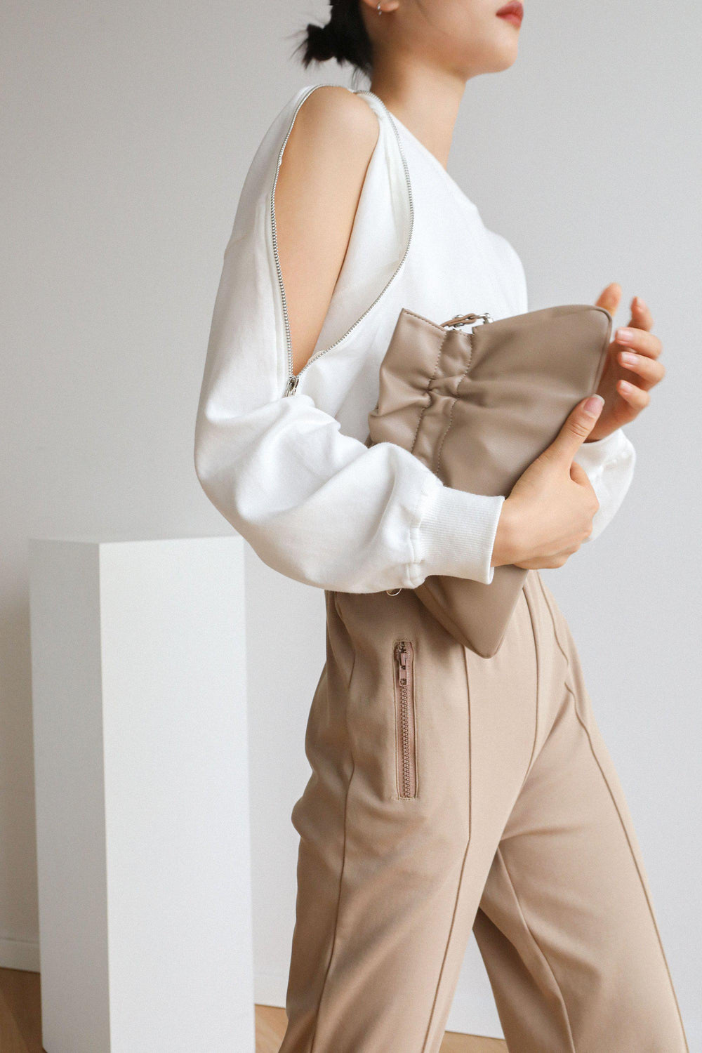 TESS GATHERED SHOULDER BAG - BROWN-ACCESSORIES-My Dearest