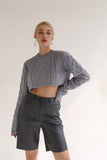 JUICY WOOL BLEND CABLE KNIT SWEATER - GREY