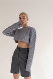 JUICY WOOL BLEND CABLE KNIT SWEATER - GREY