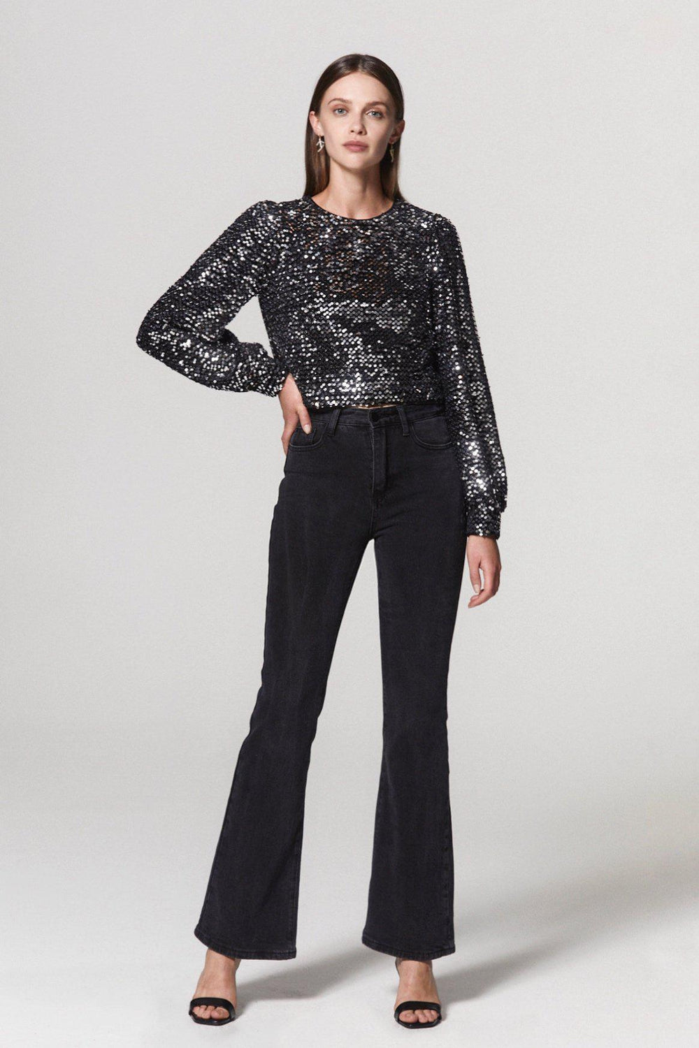 DISCO YES OPEN BACK SEQUINED VELVET TOP-TOPS-My Dearest