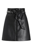 Edith Vegan Leather Belted Mini Skirt