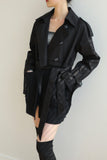 Mix And Match Belted Trench Coat - Black