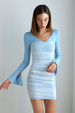 Aqua Ruched Mini Dress