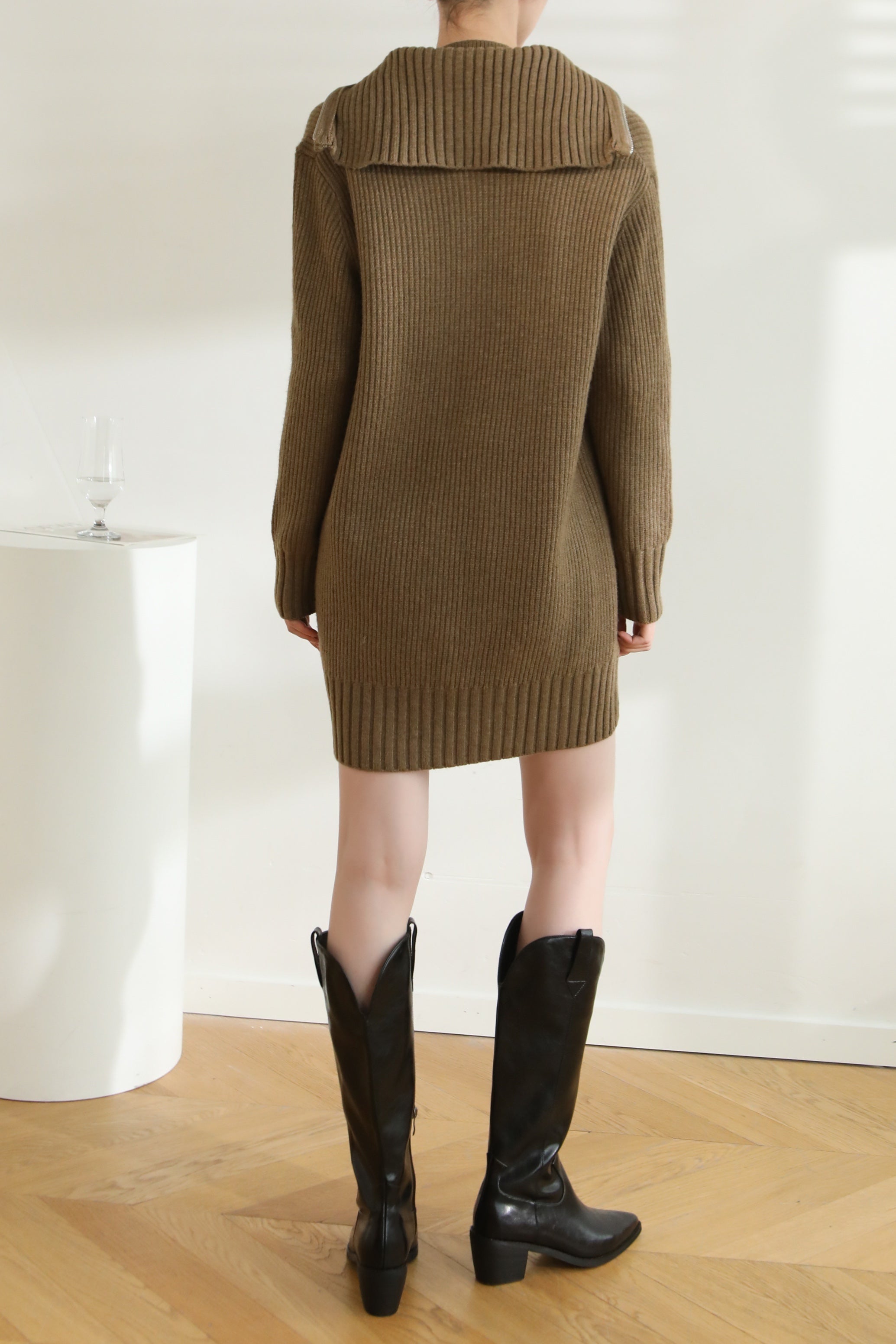 Delusion Wool Blend Dress - Brown