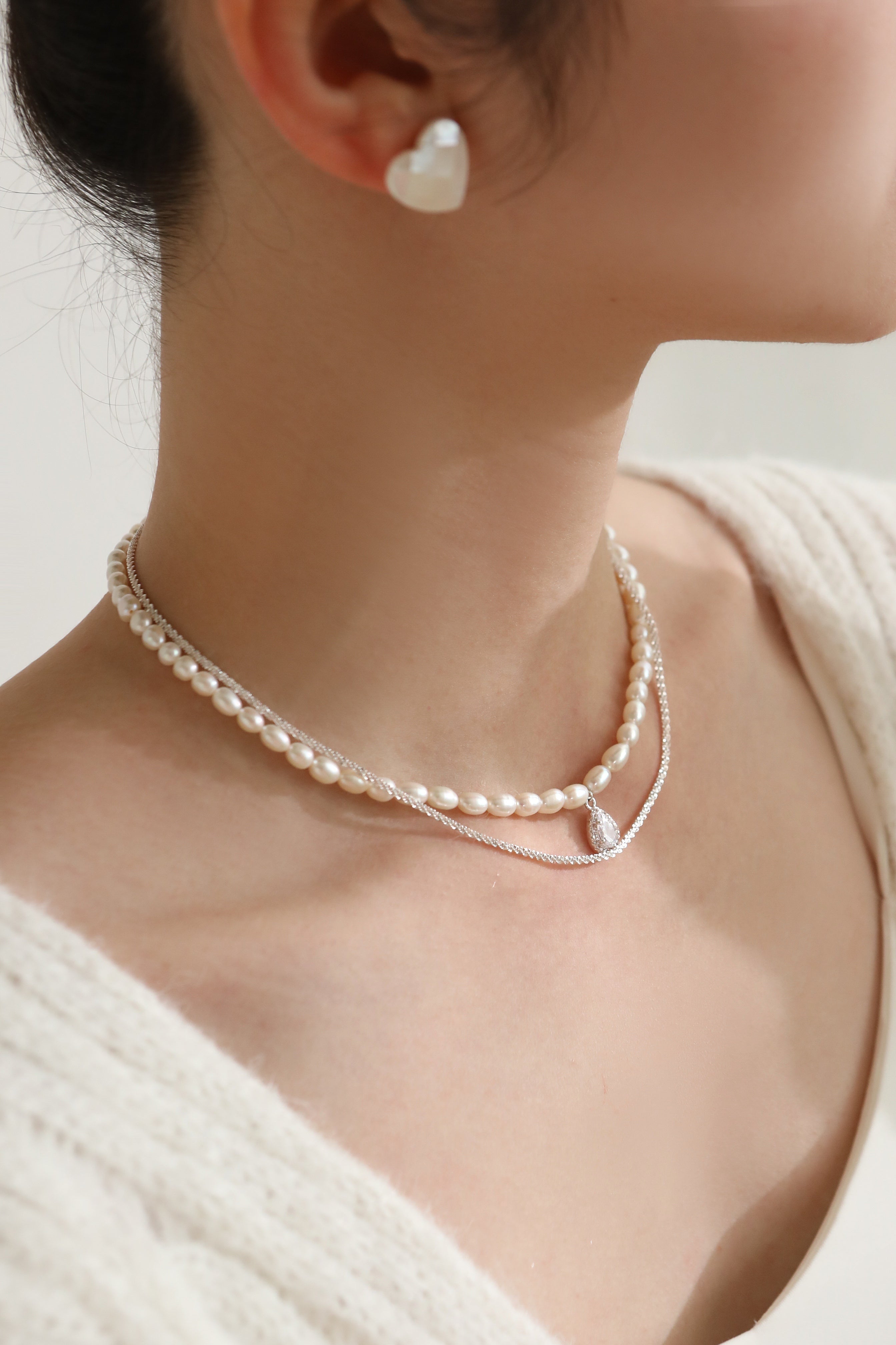 Dainty Freshwater Pearl Lariat Necklace, Choker Necklace, Lasso Neckla