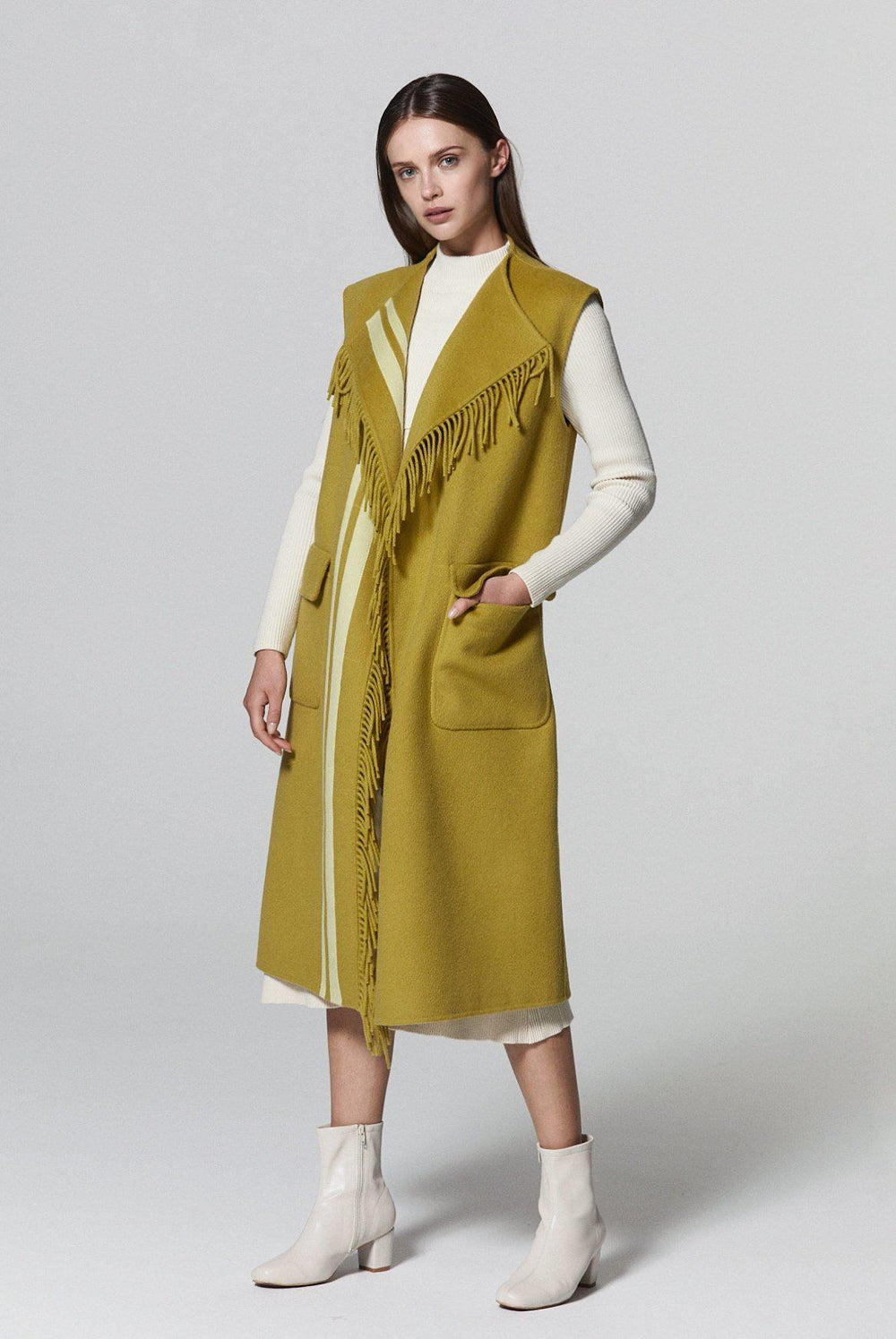 UPPER EAST FRINGED WOOL VEST-OUTWEARS-My Dearest
