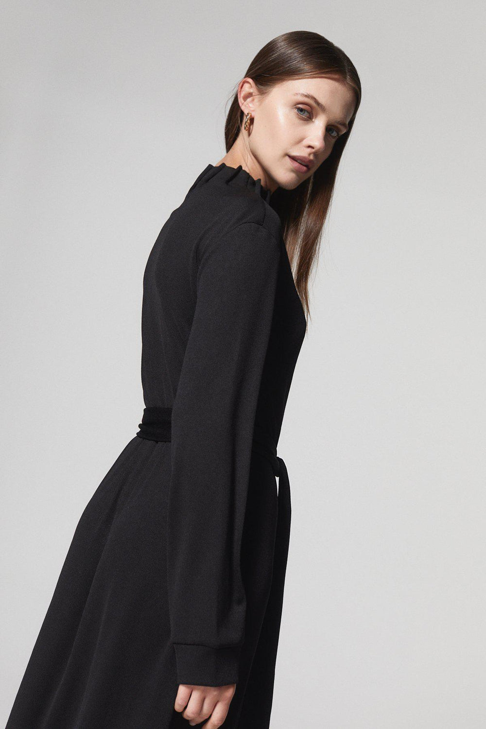 NOBODY ELSE BELTED STRETCH KNIT DRESS - BLACK-DRESS-My Dearest