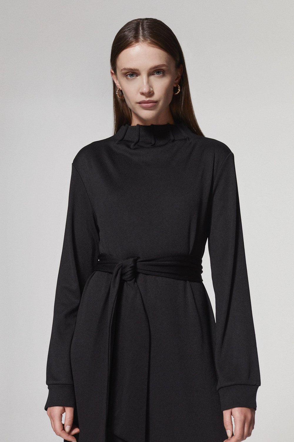 NOBODY ELSE BELTED STRETCH KNIT DRESS - BLACK-DRESS-My Dearest