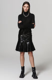 Fame Patent Faux Leather Midi Skirt