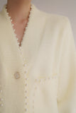 Carol Pearl Embellished Cardigan - White