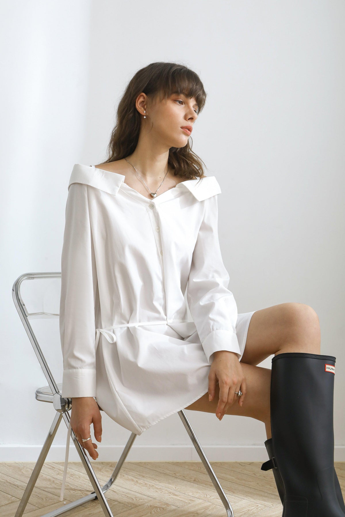 June Cold Shoulder  Shirt Dress