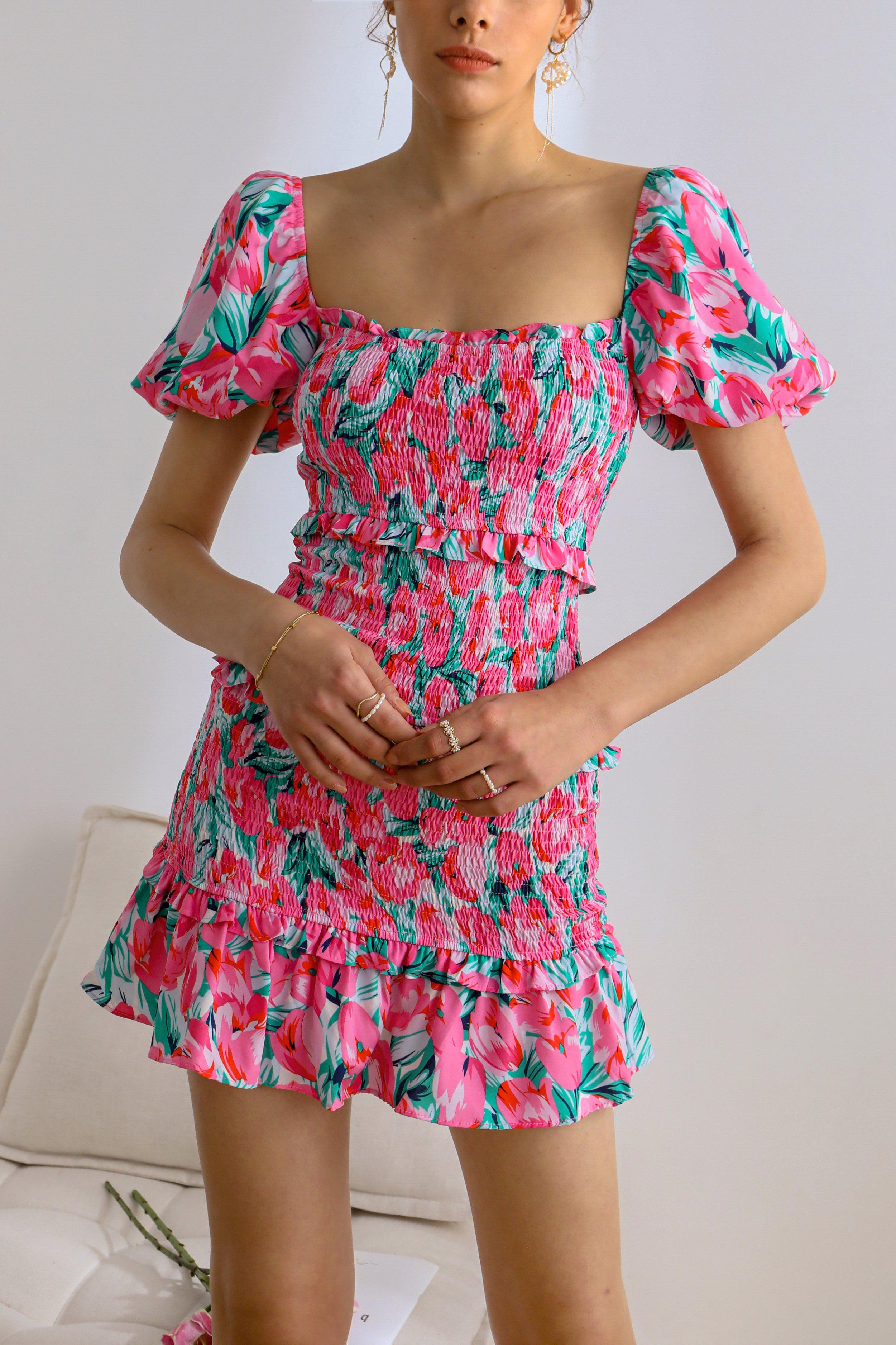 Audree Shirred Mini Dress