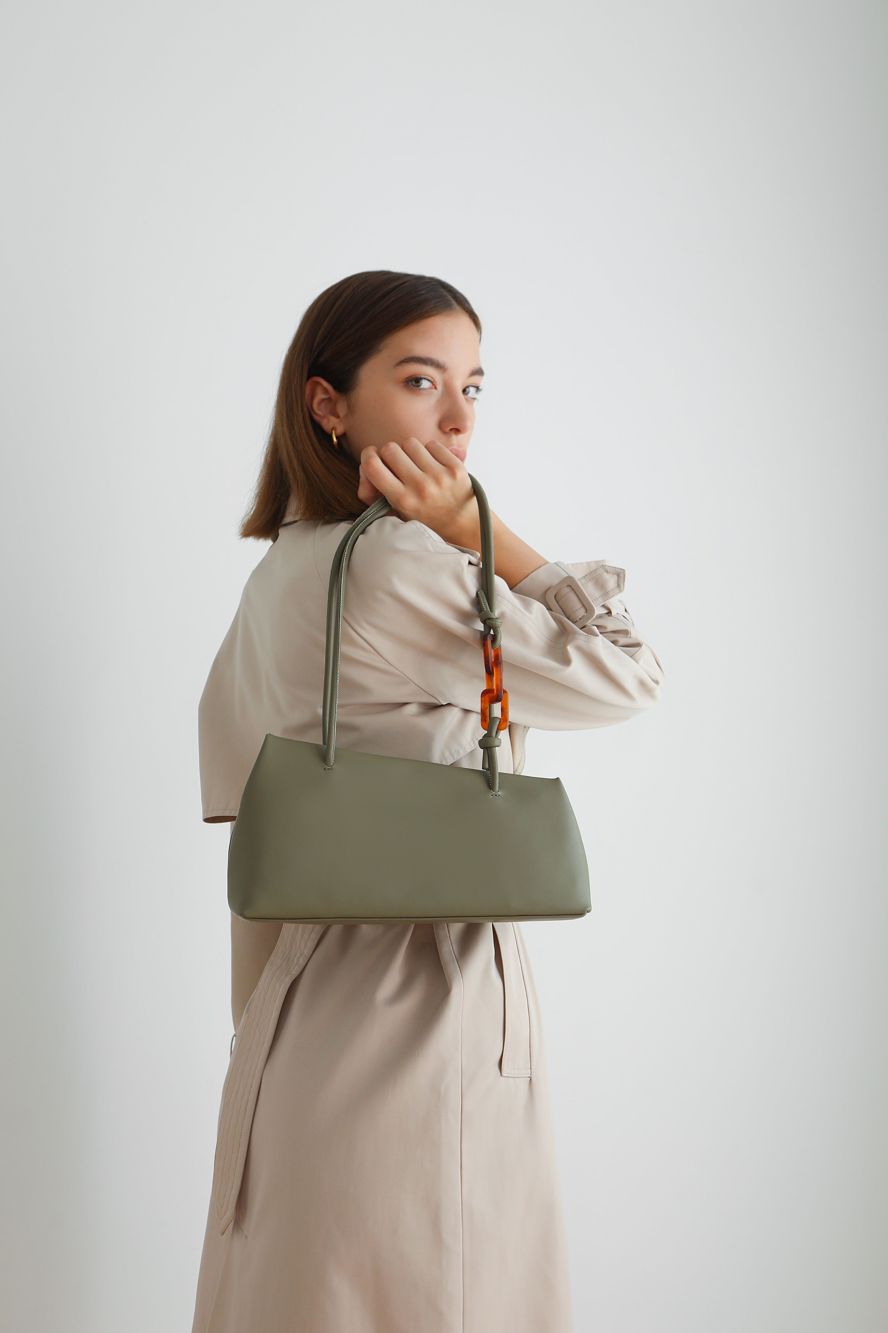 Zella Leather Shoulder Bag - Green