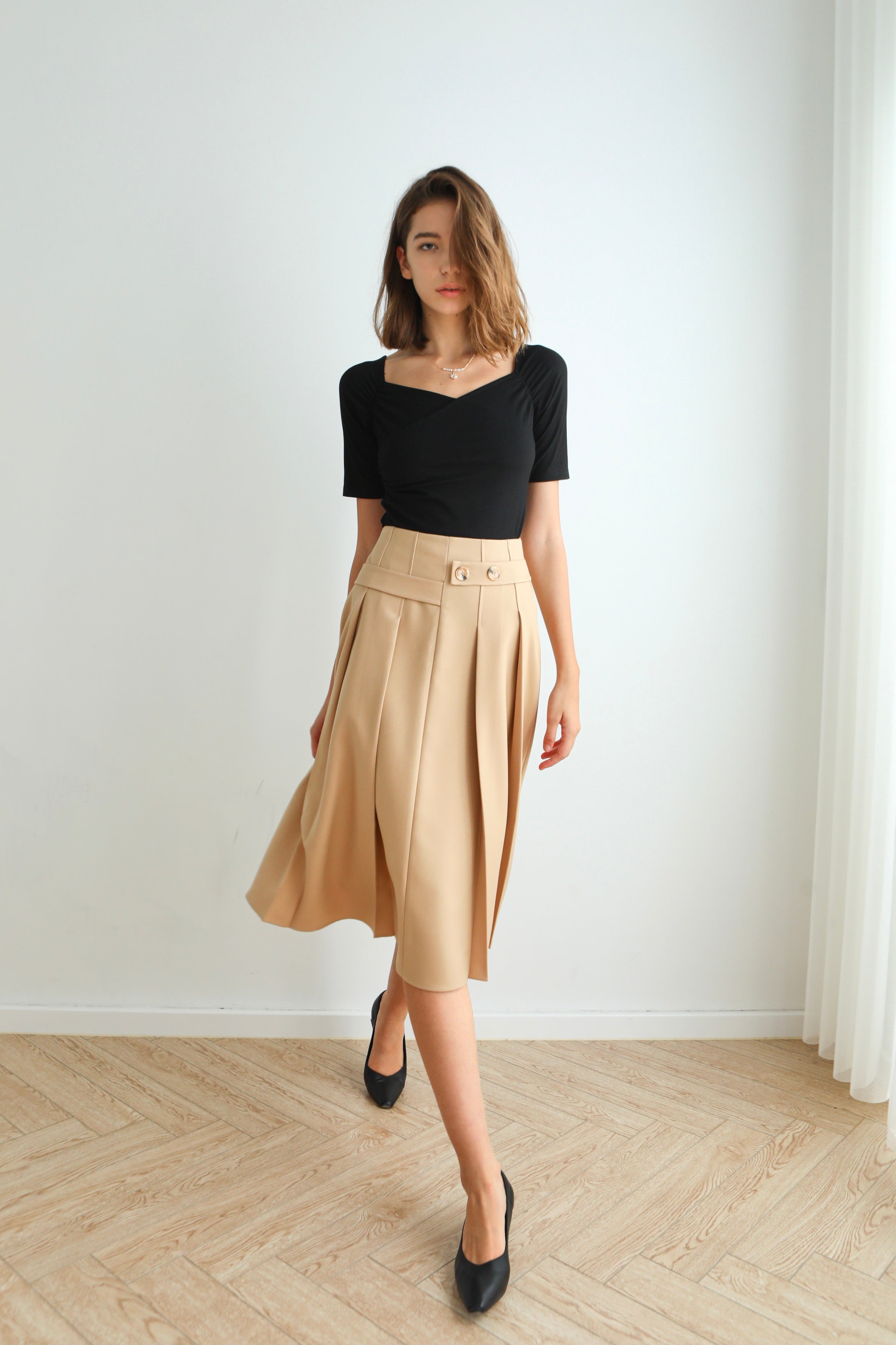 Marcia Pleated Midi Skirt