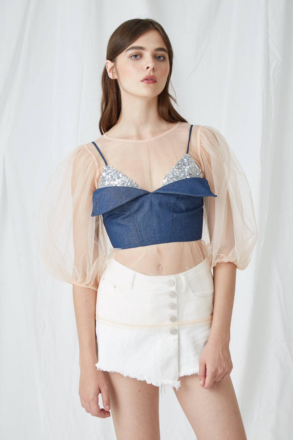 TOP OFF PAILLETTE-EMBELLISHED BUSTIER TOP-TOPS-My Dearest