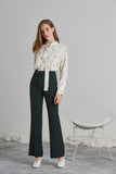 NORA CREPE FLARED PANTS - GREEN-PANTS-My Dearest