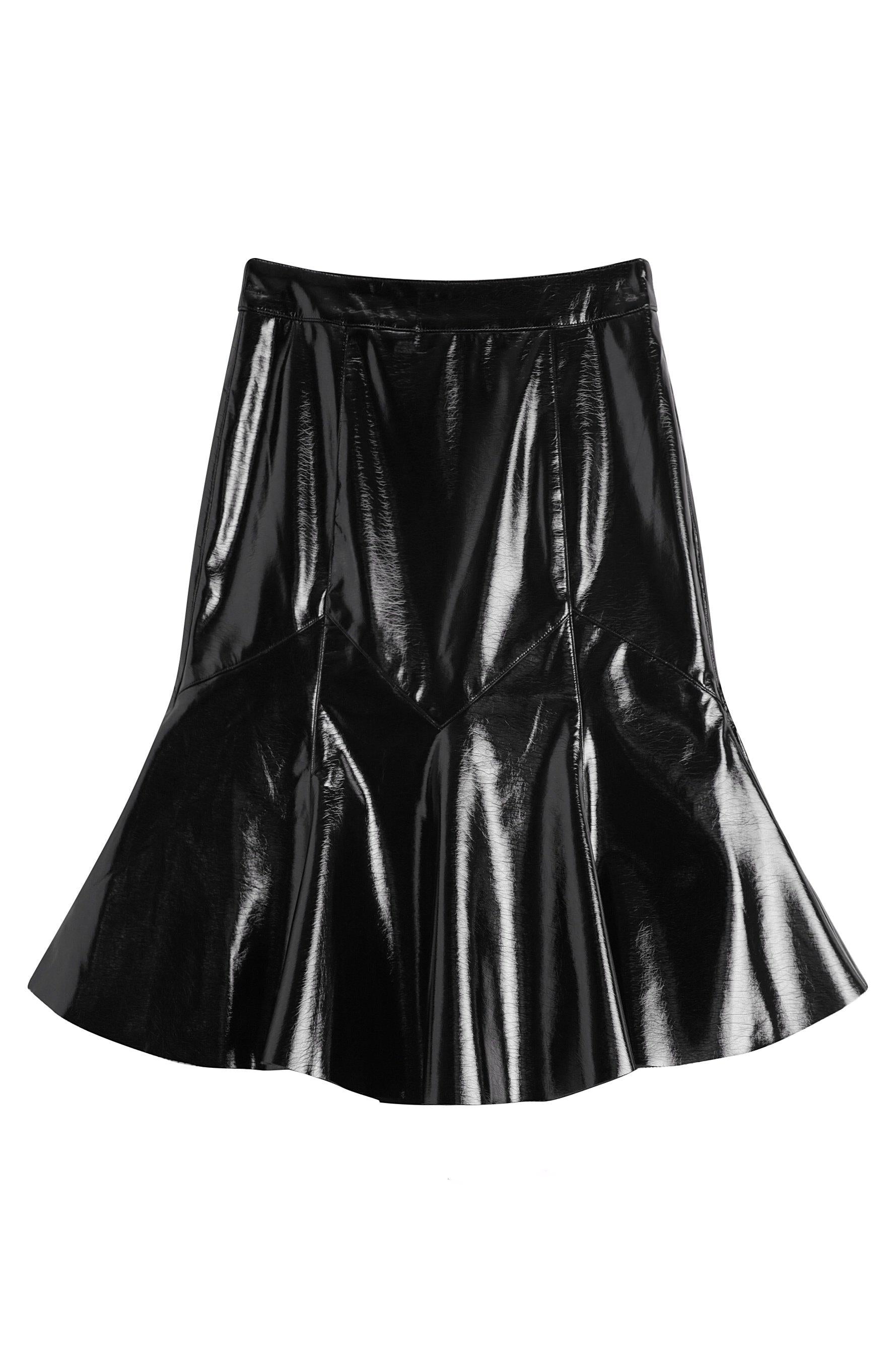 FAME PATENT FAUX LEATHER MIDI SKIRT-SKIRTS-My Dearest
